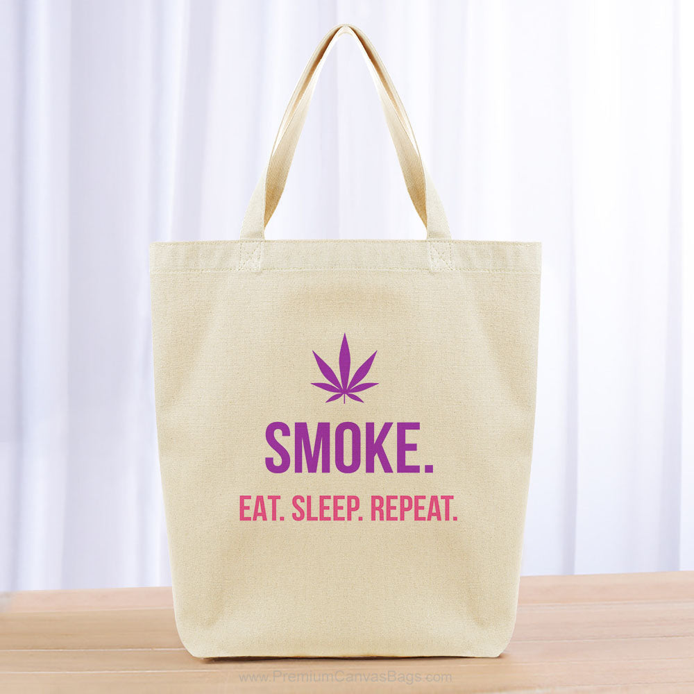 Smoke Eat Sleep Repeat Tote Bag - purple hot pink