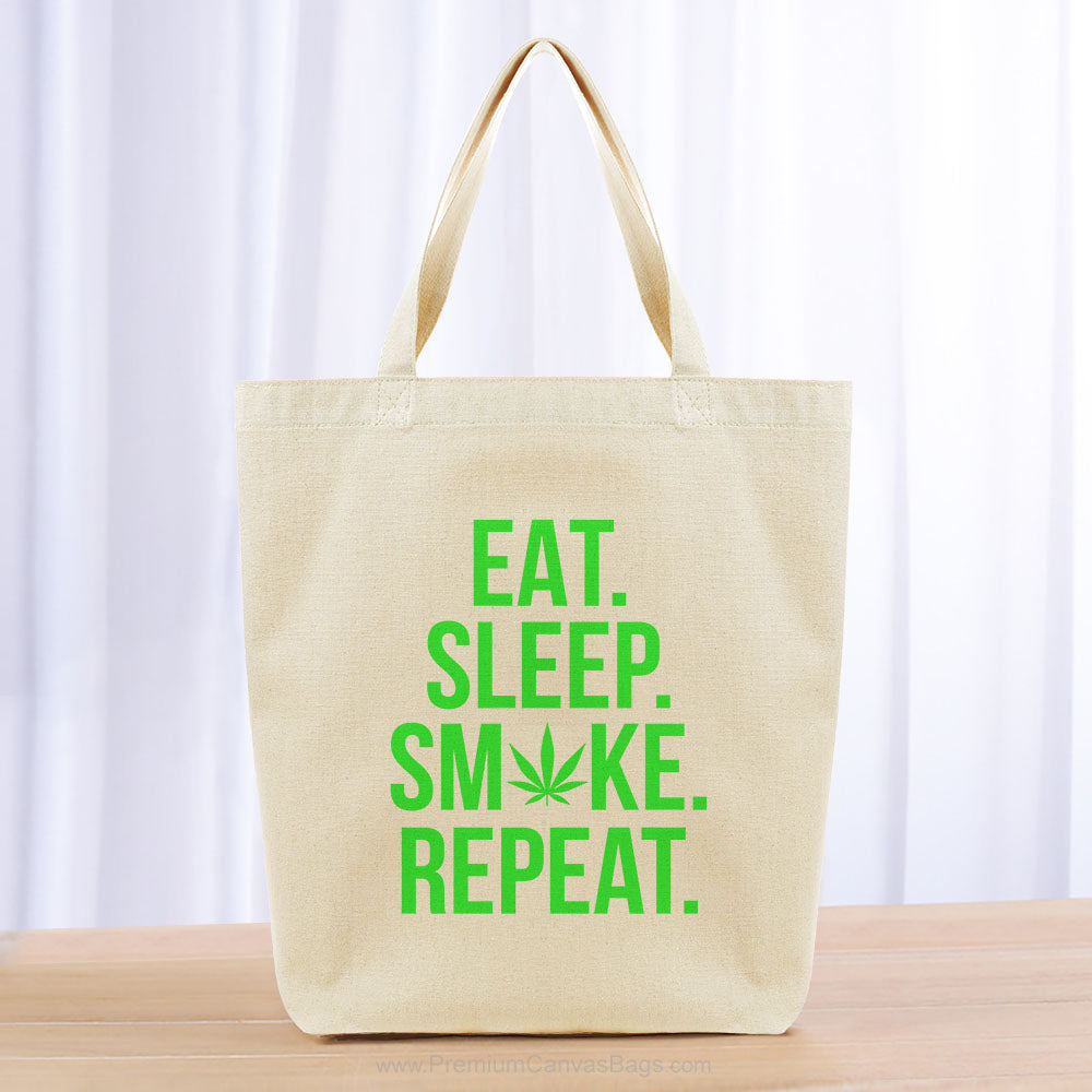 Eat Sleep Smoke Repeat Tote Bag - green