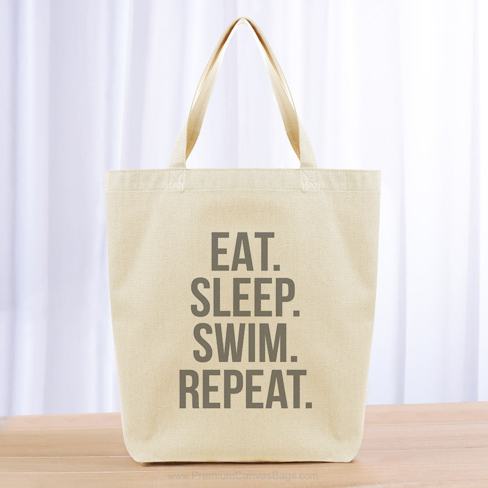 Eat Sleep Swim Repeat Tote Bag - gray