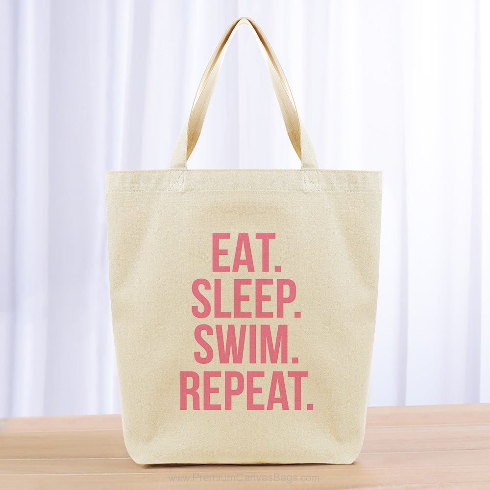 Eat Sleep Swim Repeat Tote Bag - pink