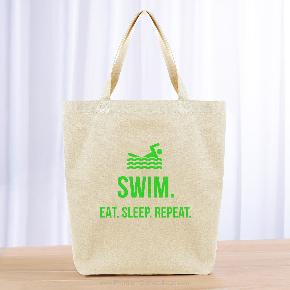 Swim Eat Sleep Repeat Tote Bag - green