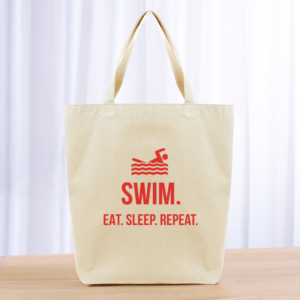 Swim Eat Sleep Repeat Tote Bag - red