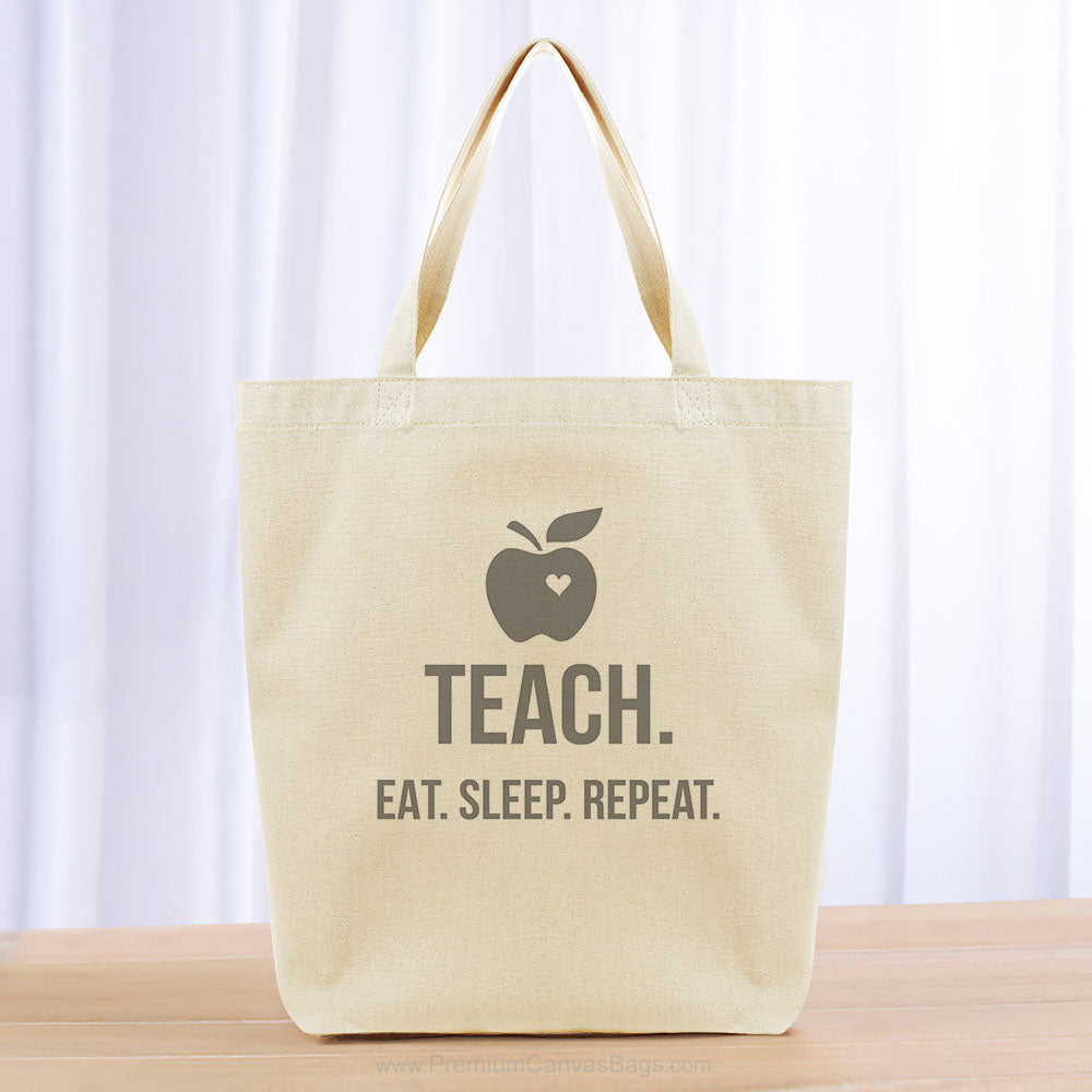 Teach Eat Sleep Repeat Tote Bag - gray