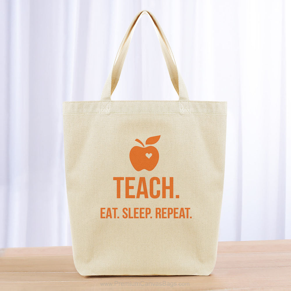 Teach Eat Sleep Repeat Tote Bag - orange