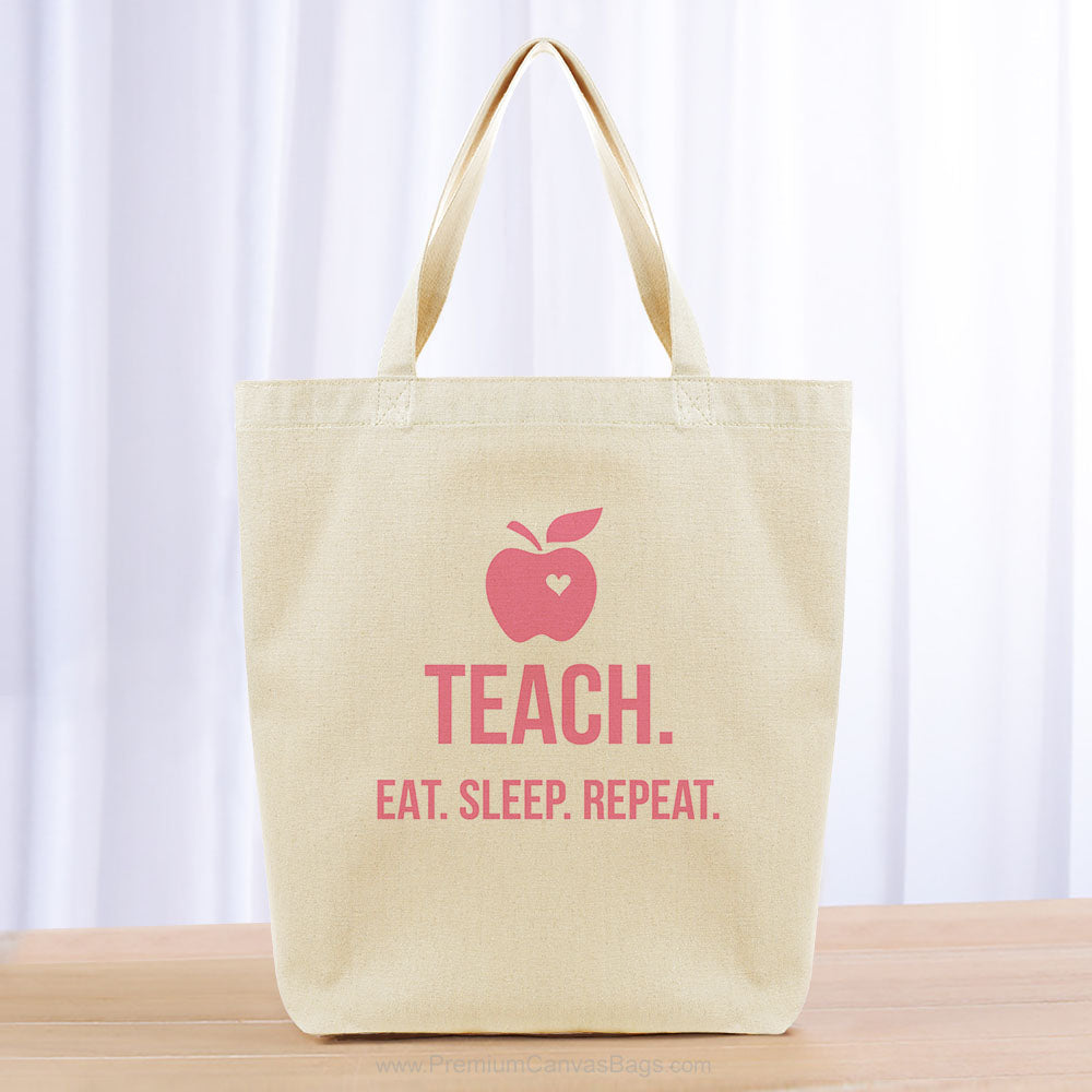 Teach Eat Sleep Repeat Tote Bag - pink