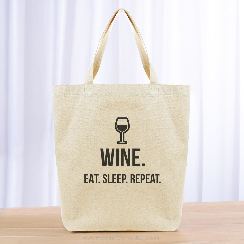 Wine Eat Sleep Repeat Tote Bag - black