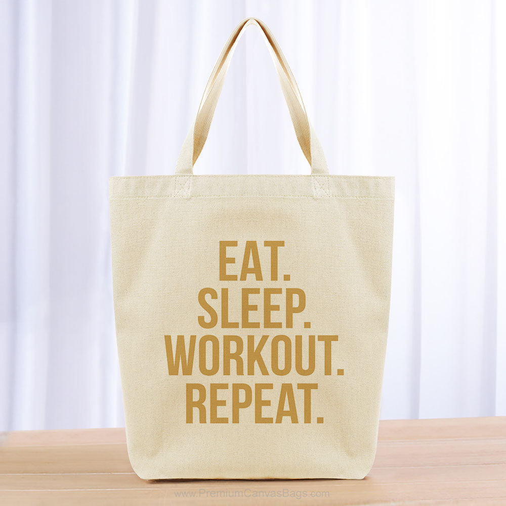Eat Sleep Workout Repeat Tote Bag - yellow orange