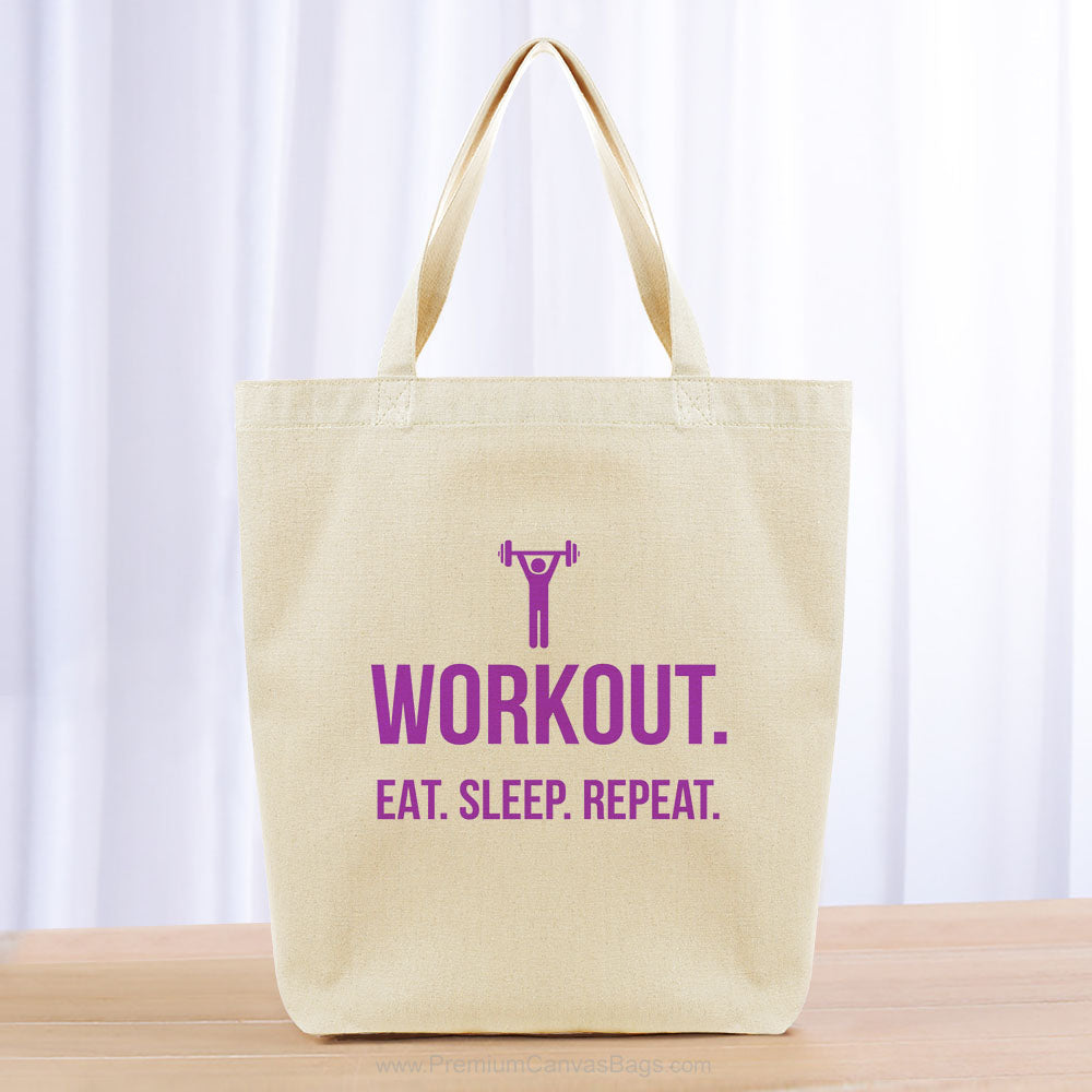 Workout Eat Sleep Repeat Tote Bag - purple