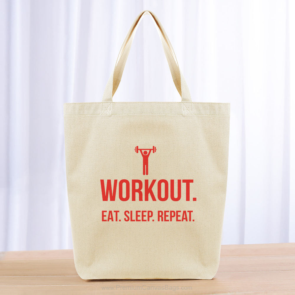 Workout Eat Sleep Repeat Tote Bag - red