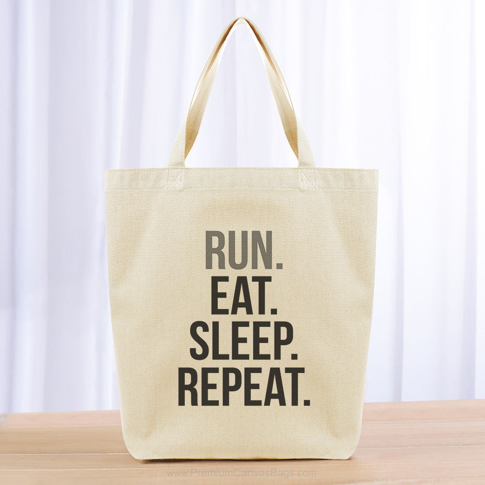 Run Eat Sleep Repeat Tote Bag - black gray