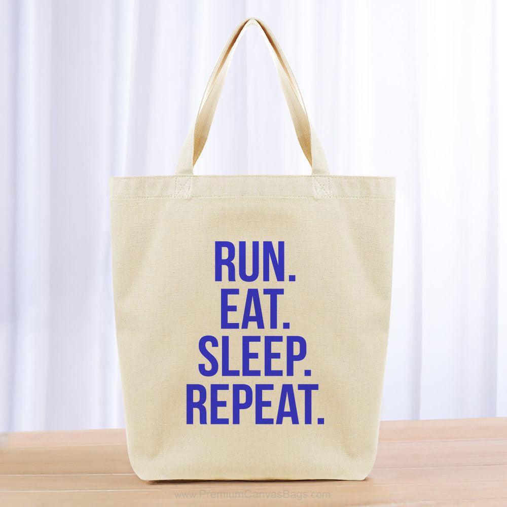 Run Eat Sleep Repeat Tote Bag - blue
