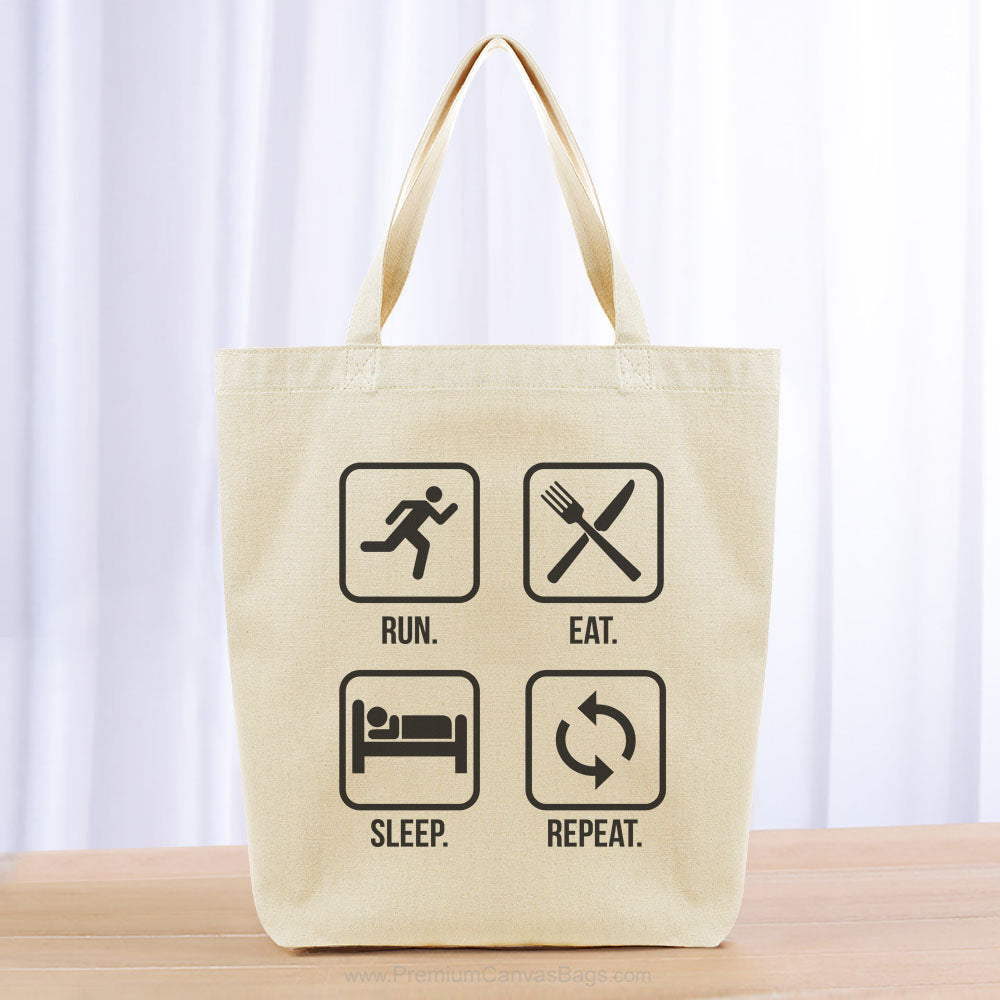 Run Eat Sleep Repeat Tote Bag - black