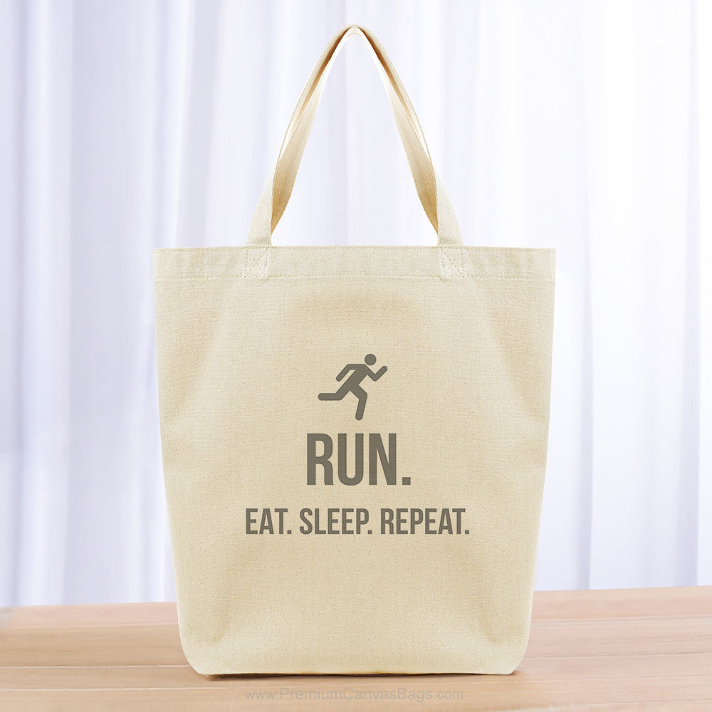 Run Eat Sleep Repeat Tote Bag - gray