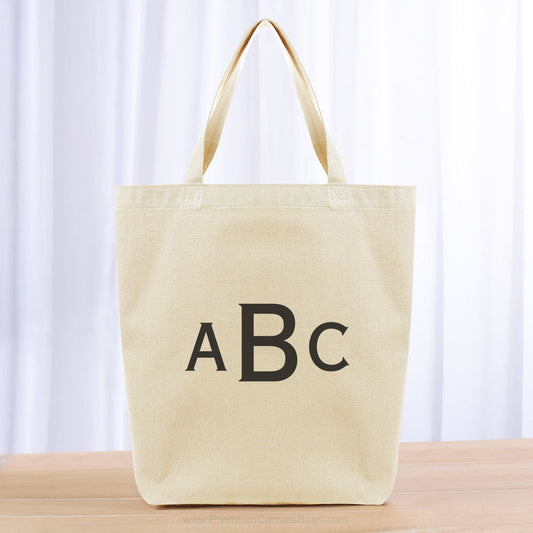 Monogram Three Initials Tote Bag - black