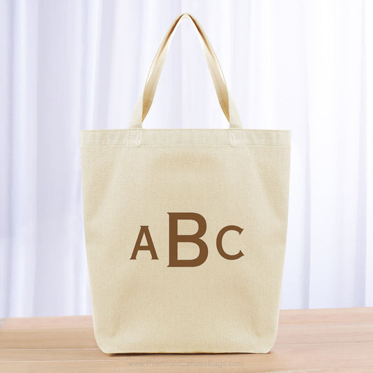 Monogram Three Initials Tote Bag - brown
