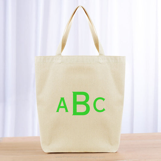 Monogram Three Initials Tote Bag - green
