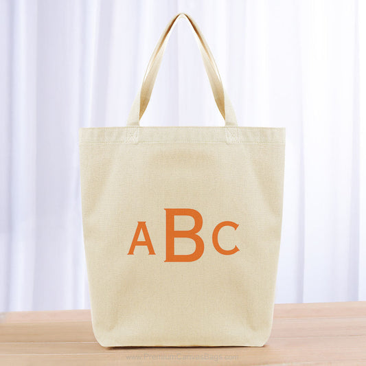 Monogram Three Initials Tote Bag - orange