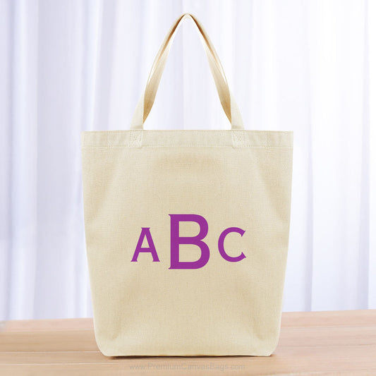 Monogram Three Initials Tote Bag - purple