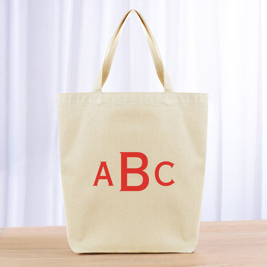 Monogram Three Initials Tote Bag - red
