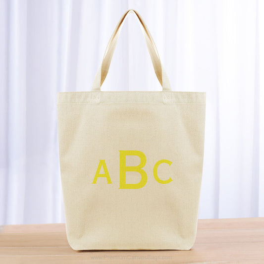 Monogram Three Initials Tote Bag - yellow