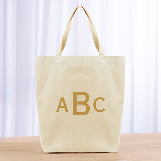 Monogram Three Initials Tote Bag - yellow orange