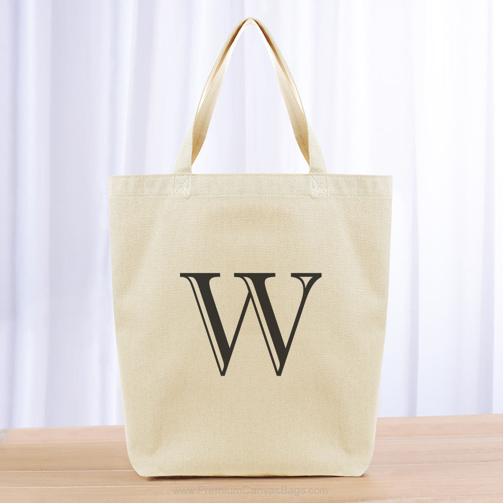 Monogram Engraved Initial Tote Bag - black