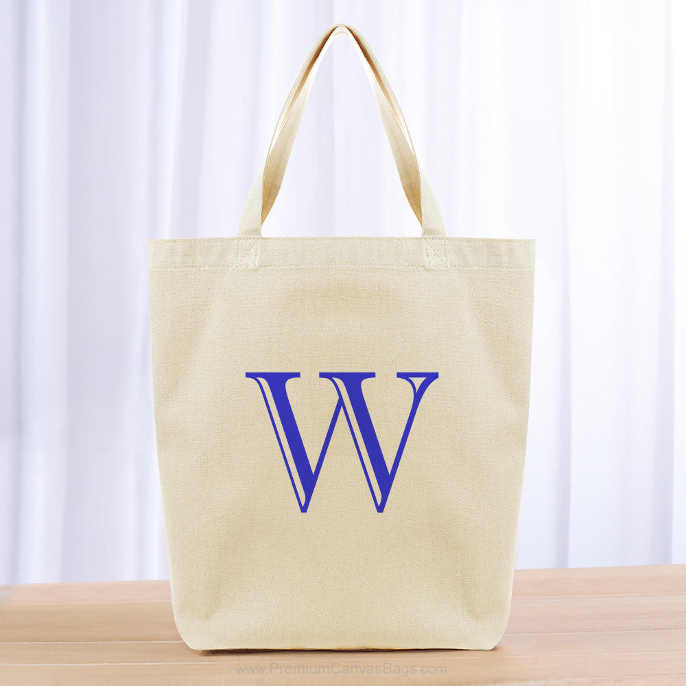 Monogram Engraved Initial Tote Bag - blue