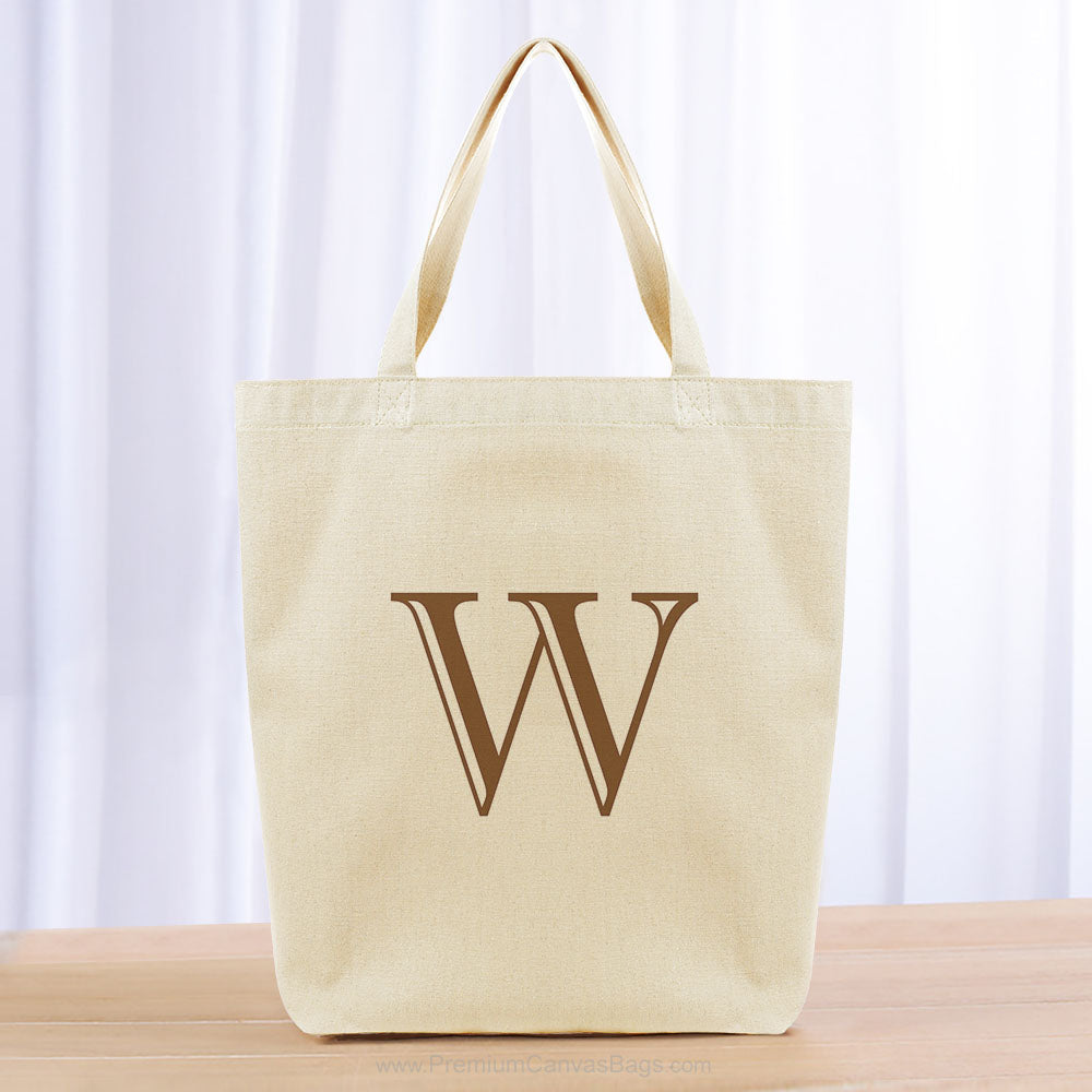 Monogram Engraved Initial Tote Bag - brown