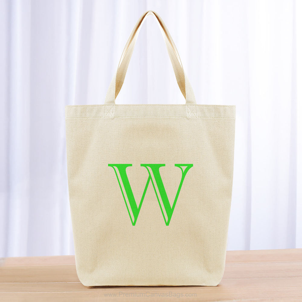 Monogram Engraved Initial Tote Bag - green