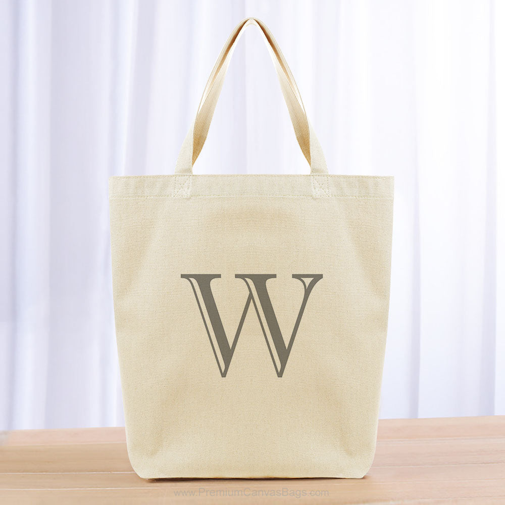 Monogram Engraved Initial Tote Bag - gray