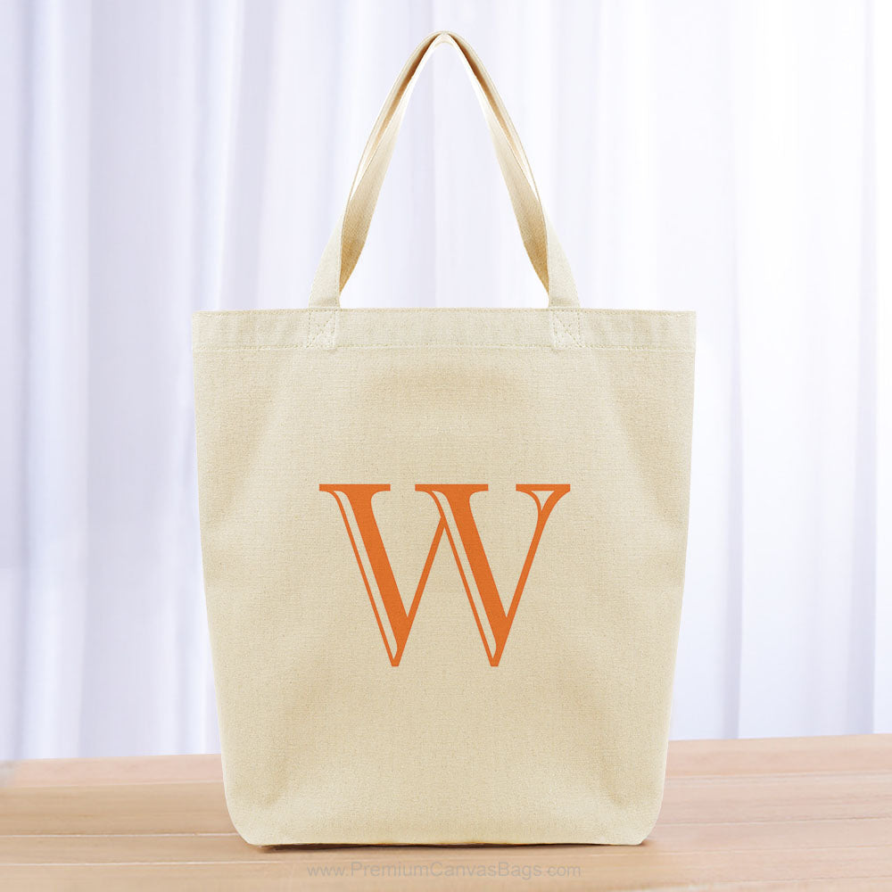 Monogram Engraved Initial Tote Bag - orange