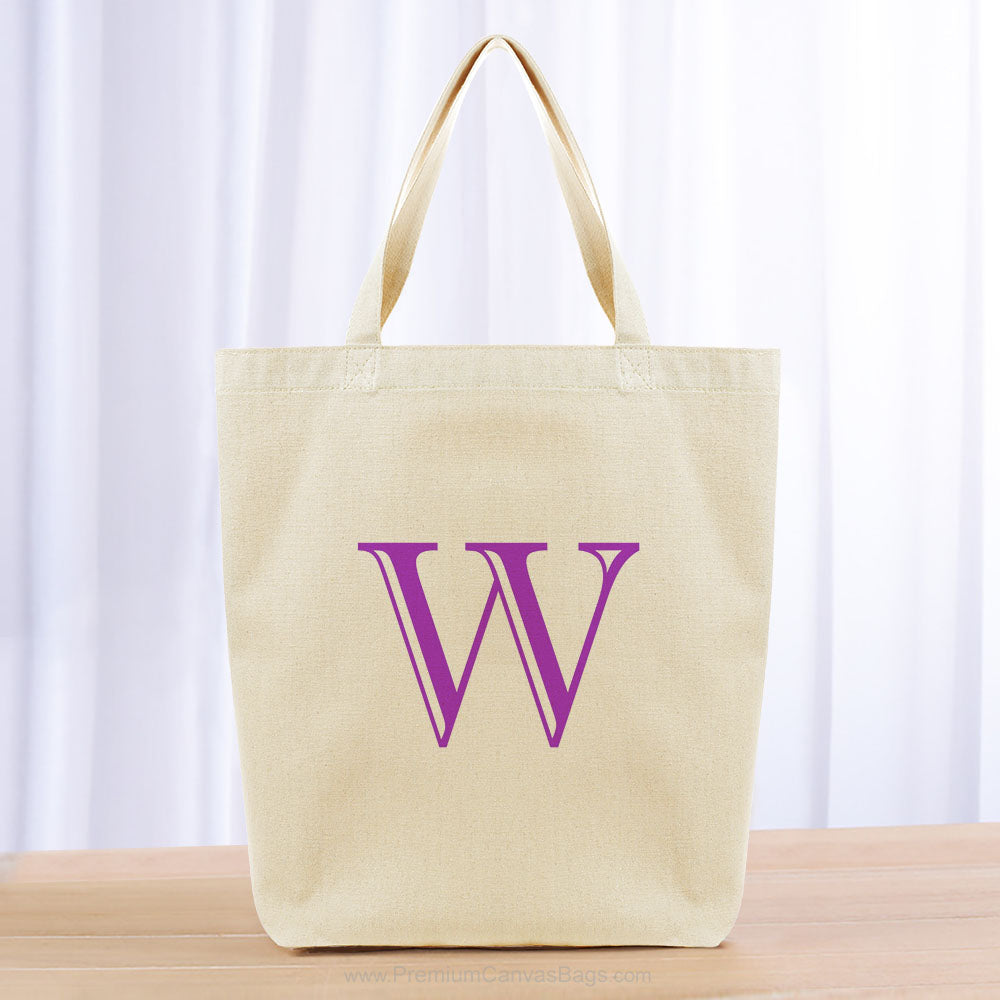 Monogram Engraved Initial Tote Bag - purple