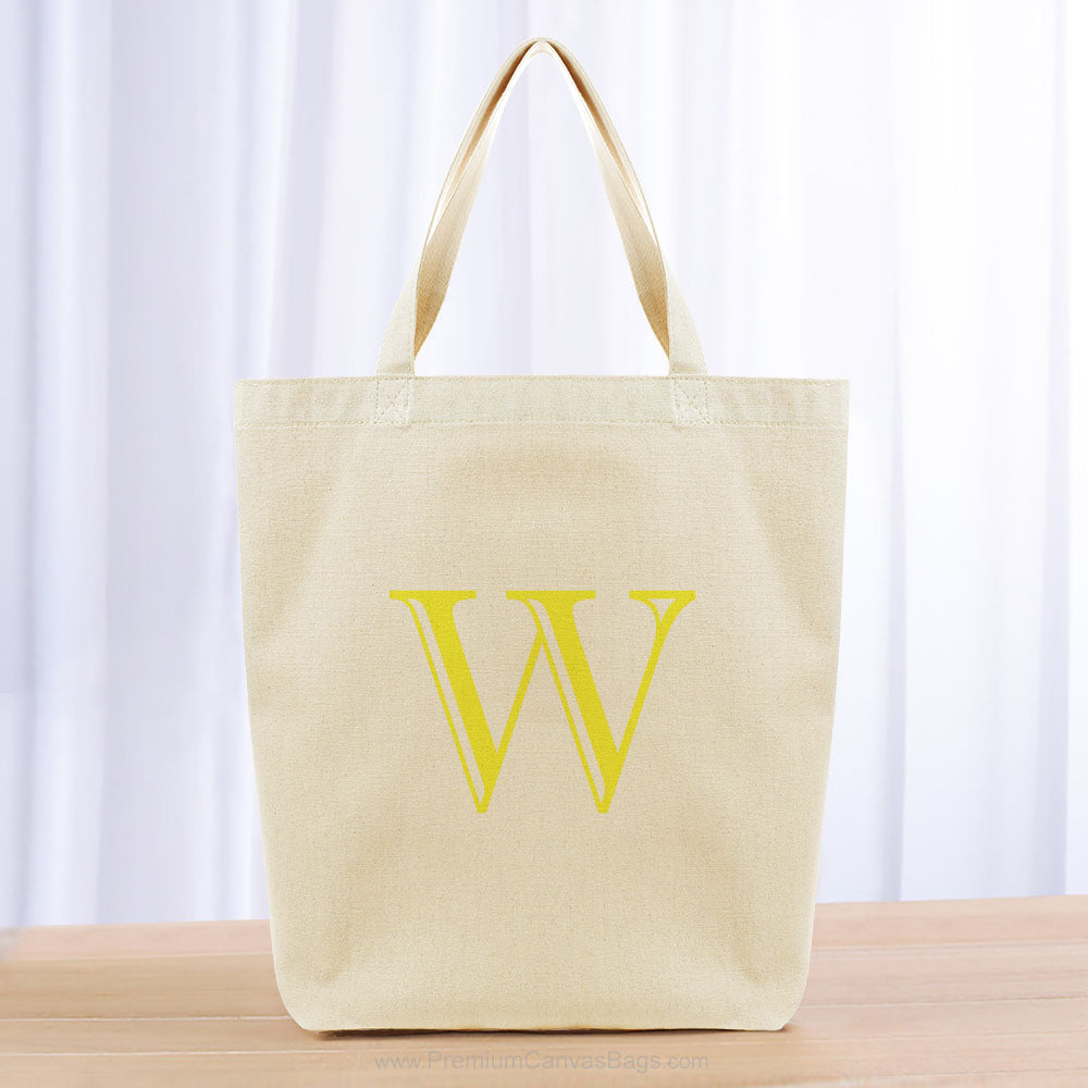 Monogram Engraved Initial Tote Bag - yellow