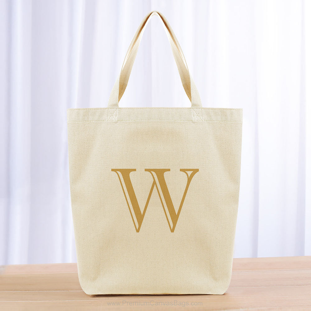 Monogram Engraved Initial Tote Bag - yellow orange