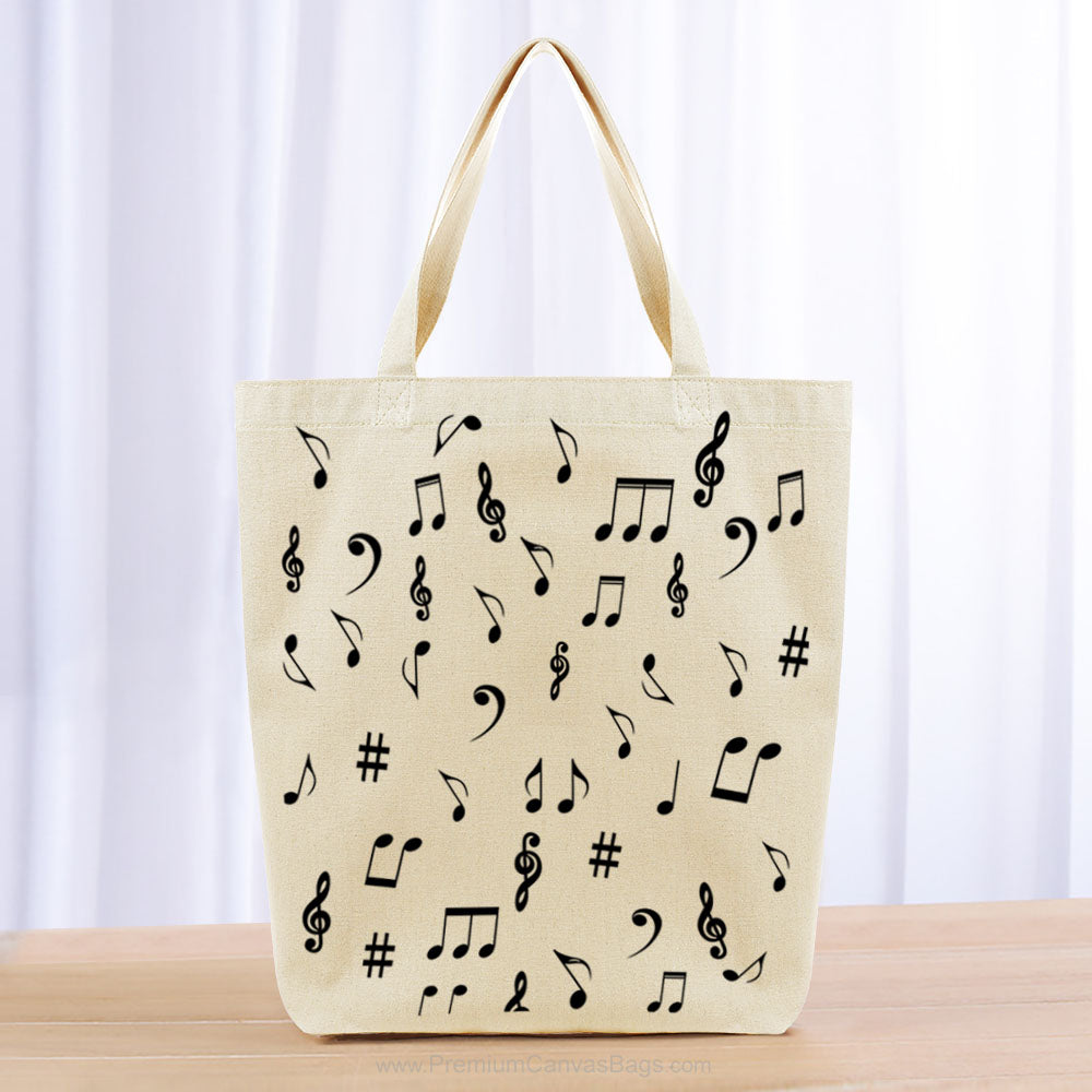 Music Notes Tote Bag - black