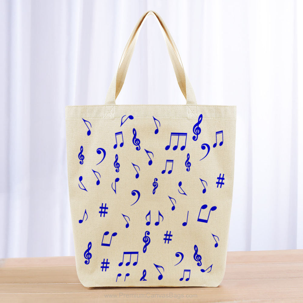 Music Notes Tote Bag - blue