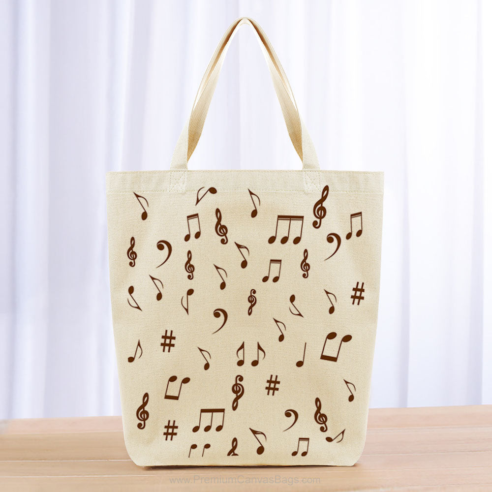 Music Notes Tote Bag - brown