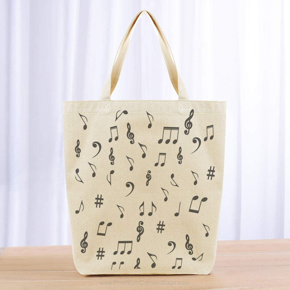 Music Notes Tote Bag - gray