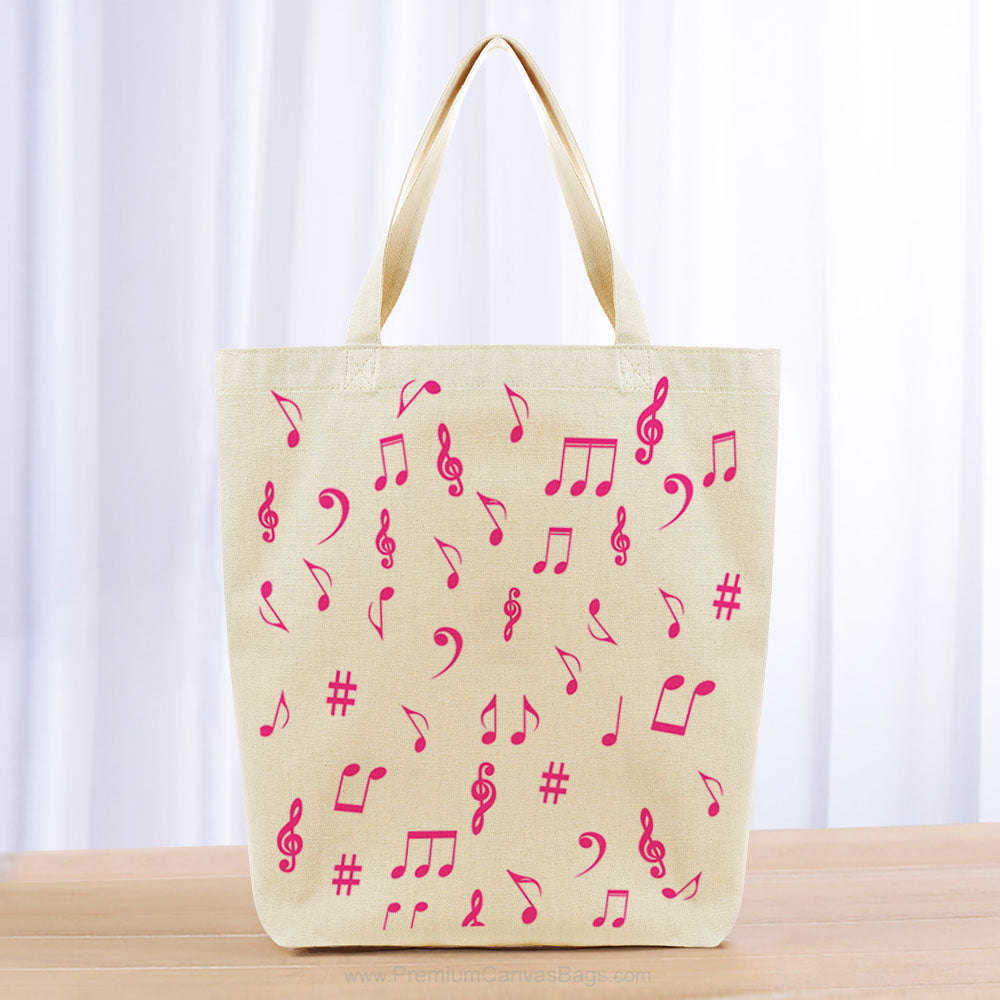 Music Notes Tote Bag - hot pink