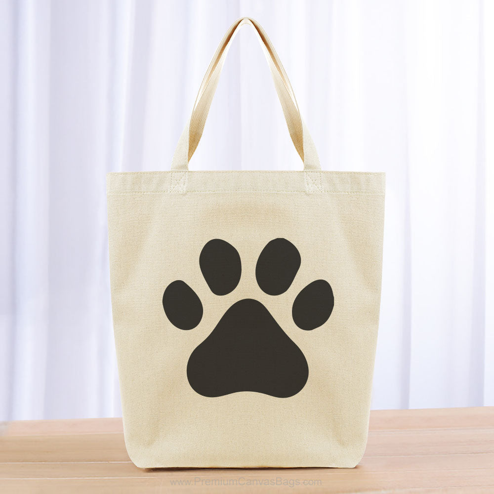 Love Dog Paw Print Tote Bag - black