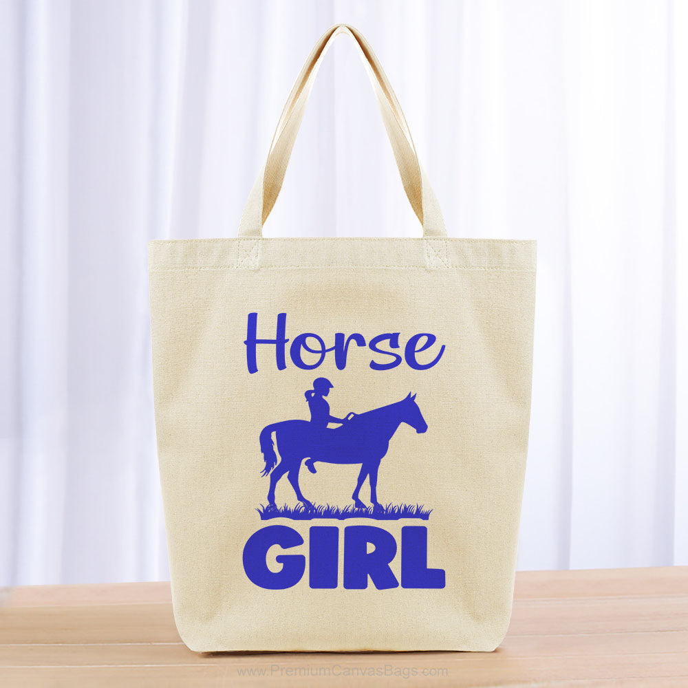 Horse Girl Tote Bag - blue