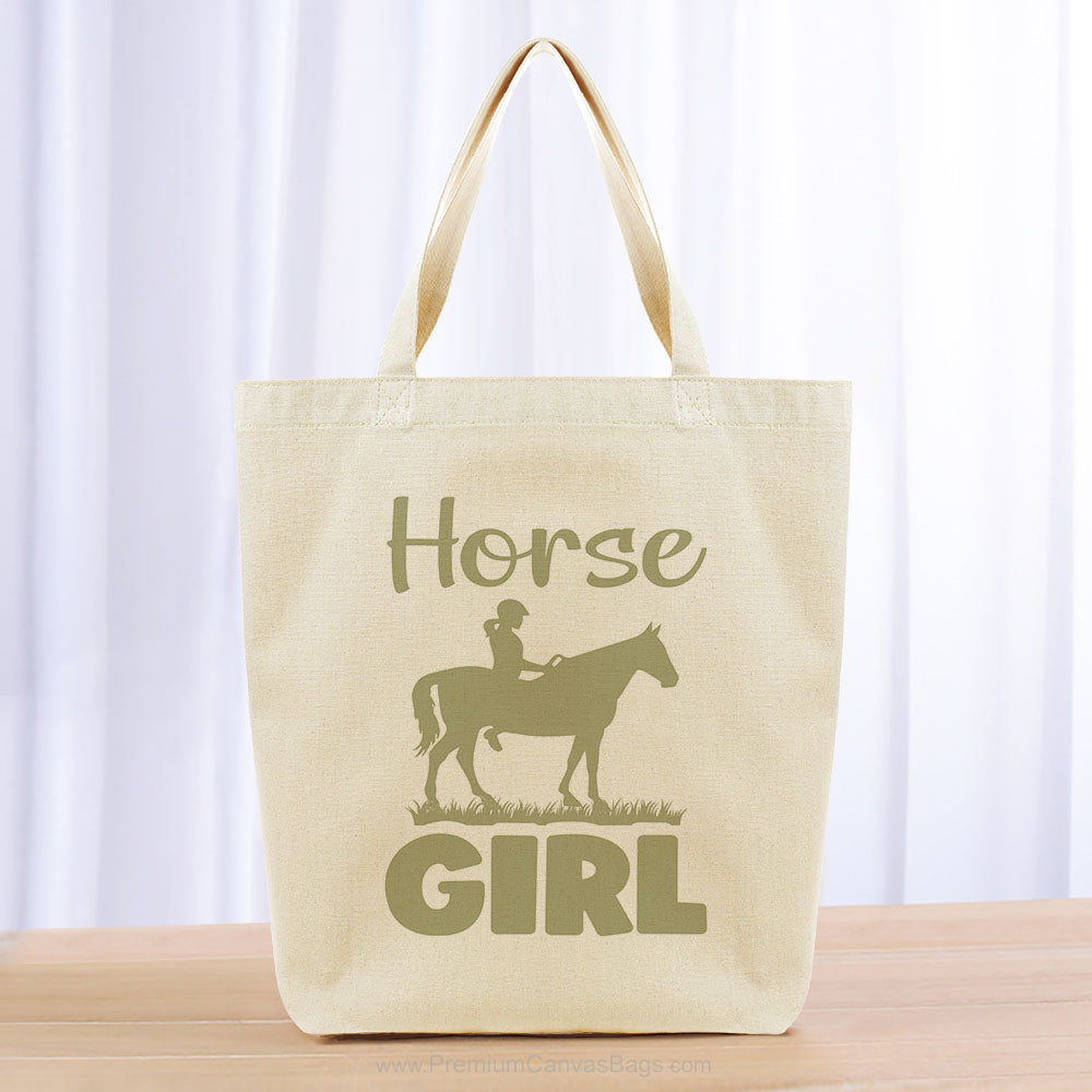 Horse Girl Tote Bag - khaki