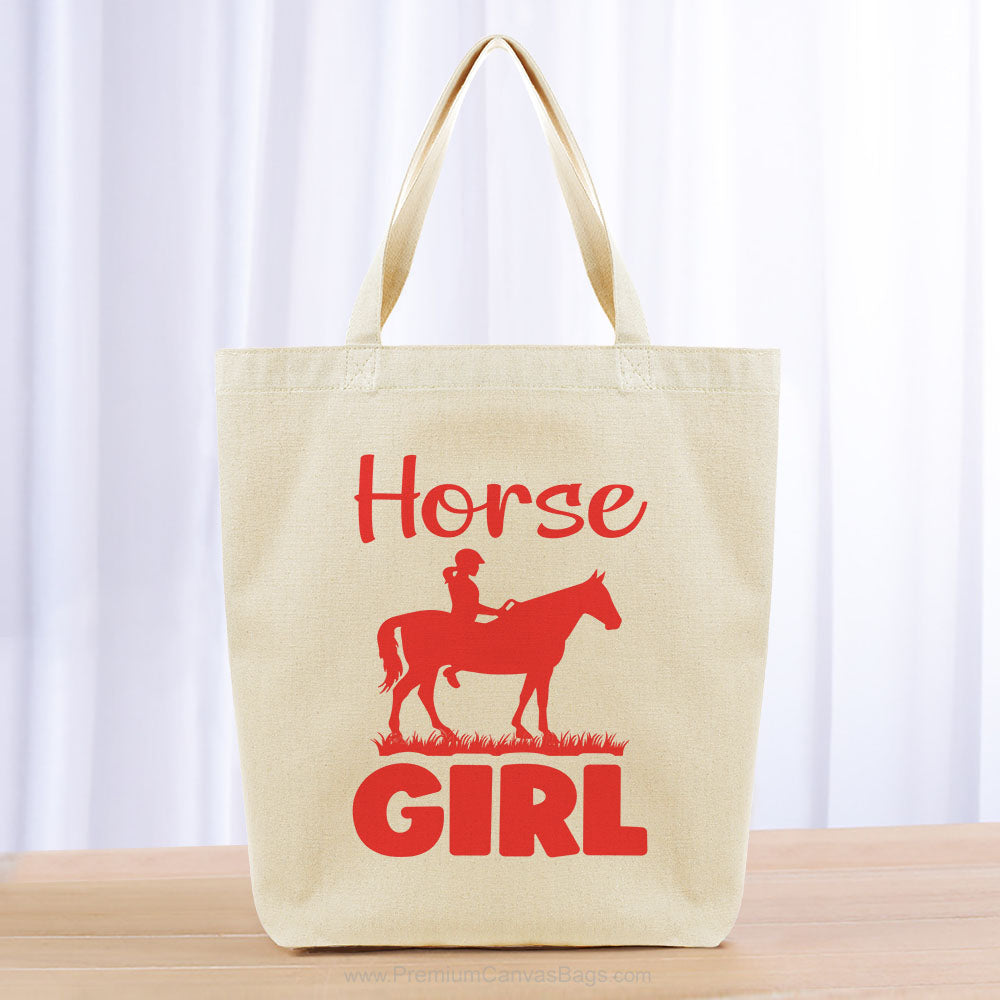 Horse Girl Tote Bag - red