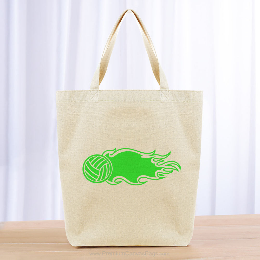 Flaming Volleyball Ball Tote Bag - green