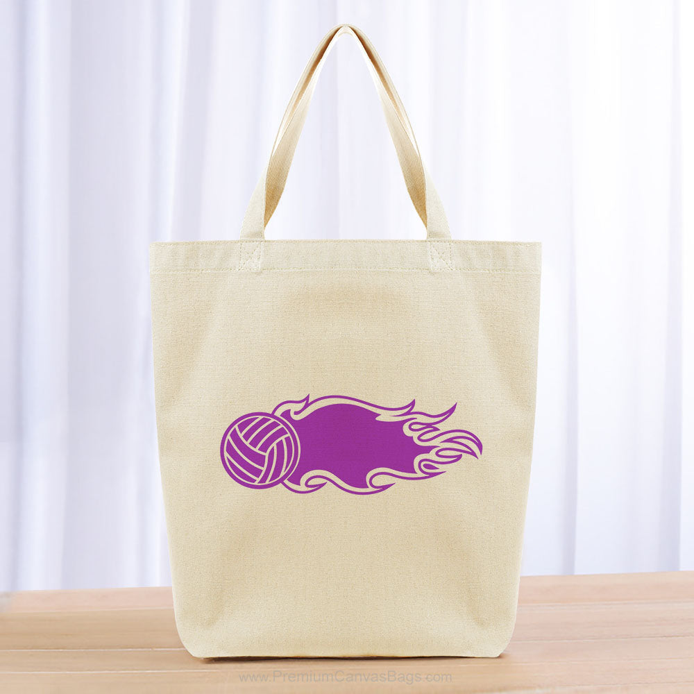 Flaming Volleyball Ball Tote Bag - purple